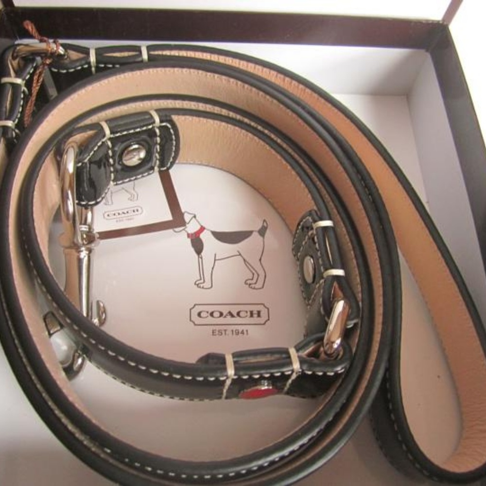 Rare Coach Dog Leash Patent Leather Grommets NWT - Picture 2 of 7